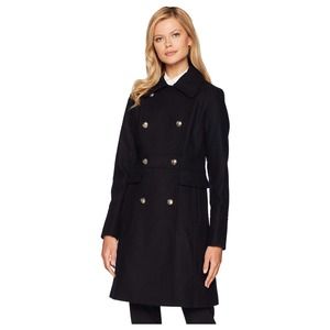 Vince Camuto Black Double-Breasted Pea Coat